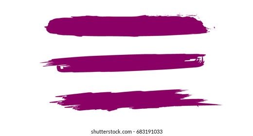 Set of Hand Painted Purple Brushes Strokes.Vector Grunge Brushes. Dirty Artistic Design Elements. Creative Design Elements.