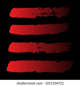 Set of Hand Painted Red Brush Strokes. Vector Grunge Brushes. Vector Frame For Text Modern Art Graphics For Hipsters. Dirty Artistic Creative Design Elements. Perfect For Logo, Banner, Business card.