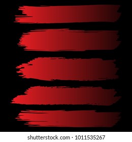 Set of Hand Painted Red Brush Strokes. Vector Grunge Brushes. Vector Frame For Text Modern Art Graphics For Hipsters. Dirty Artistic Creative Design Elements. Perfect For Logo, Banner, Business card.