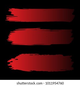 Set of Hand Painted Red Brush Strokes. Vector Grunge Brushes. Vector Frame For Text Modern Art Graphics For Hipsters. Dirty Artistic Creative Design Elements. Perfect For Logo, Banner, Business card.