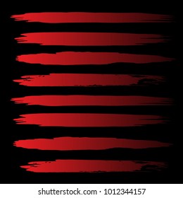 Set of Hand Painted Red Brush Strokes. Vector Grunge Brushes. Vector Frame For Text Modern Art Graphics For Hipsters. Dirty Artistic Creative Design Elements. Perfect For Logo, Banner, Business card.