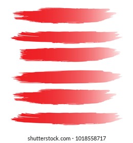 Set of Hand Painted Red Brush Strokes. Vector Grunge Brushes. Vector Frame For Text Modern Art Graphics For Hipsters. Dirty Artistic Creative Design Elements. Perfect For Logo, Banner, Business card.