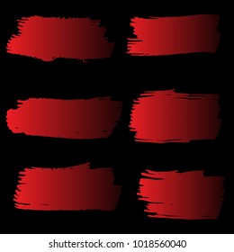 Set of Hand Painted Red Brush Strokes. Vector Grunge Brushes. Vector Frame For Text Modern Art Graphics For Hipsters. Dirty Artistic Creative Design Elements. Perfect For Logo, Banner, Business card.