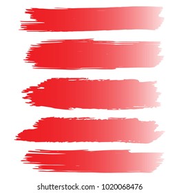 Set of Hand Painted Red Brush Strokes. Vector Grunge Brushes. Vector Frame For Text Modern Art Graphics For Hipsters. Dirty Artistic Creative Design Elements. Perfect For Logo, Banner, Business card.