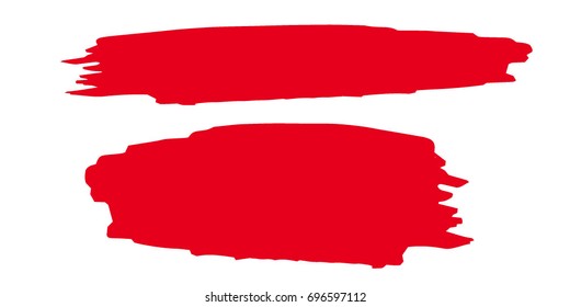 Set of Hand Painted Red Brush Strokes.Vector Grunge Brushes. Dirty Artistic Design Elements. Creative Design Elements. Perfect For Logo, Banner.