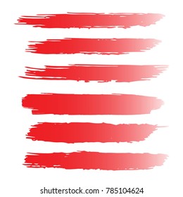 Set of Hand Painted Red Brush Strokes. Vector Grunge Brushes. Vector Frame For Text Modern Art Graphics For Hipsters.  Dirty Artistic Creative Design Elements. Perfect For Logo, Banner, Business card.