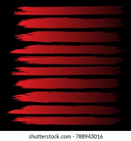 Set of Hand Painted Red Brush Strokes. Vector Grunge Brushes. Vector Frame For Text Modern Art Graphics For Hipsters. Dirty Artistic Creative Design Elements. Perfect For Logo, Banner, Business card.