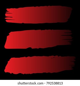 Set of Hand Painted Red Brush Strokes. Vector Grunge Brushes. Vector Frame For Text Modern Art Graphics For Hipsters. Dirty Artistic Creative Design Elements. Perfect For Logo, Banner, Business card.