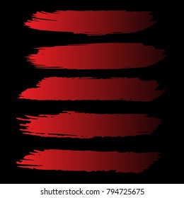 Set of Hand Painted Red Brush Strokes. Vector Grunge Brushes. Vector Frame For Text Modern Art Graphics For Hipsters. Dirty Artistic Creative Design Elements. Perfect For Logo, Banner, Business card.