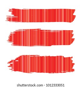 Set of Hand Painted Red Stripe Brush Strokes. Vector Grunge Brushes. Vector Frame For Text Modern Art Graphics For Hipsters. Dirty Artistic Creative Design Elements. Perfect For Logo, Banner.