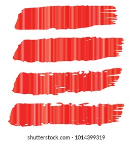 Set of Hand Painted Red Stripe Brush Strokes. Vector Grunge Brushes. Vector Frame For Text Modern Art Graphics For Hipsters. Dirty Artistic Creative Design Elements. Perfect For Logo, Banner.