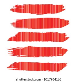 Set of Hand Painted Red Stripe Brush Strokes. Vector Grunge Brushes. Vector Frame For Text Modern Art Graphics For Hipsters. Dirty Artistic Creative Design Elements. Perfect For Logo, Banner.