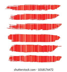 Set of Hand Painted Red Stripe Brush Strokes. Vector Grunge Brushes. Vector Frame For Text Modern Art Graphics For Hipsters. Dirty Artistic Creative Design Elements. Perfect For Logo, Banner.