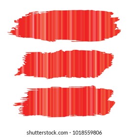 Set of Hand Painted Red Stripe Brush Strokes. Vector Grunge Brushes. Vector Frame For Text Modern Art Graphics For Hipsters. Dirty Artistic Creative Design Elements. Perfect For Logo, Banner.