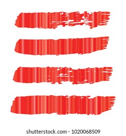Set of Hand Painted Red Stripe Brush Strokes. Vector Grunge Brushes. Vector Frame For Text Modern Art Graphics For Hipsters. Dirty Artistic Creative Design Elements. Perfect For Logo, Banner.