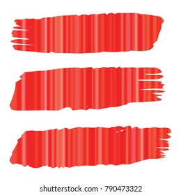 Set of Hand Painted Red Stripe Brush Strokes. Vector Grunge Brushes. Vector Frame For Text Modern Art Graphics For Hipsters. Dirty Artistic Creative Design Elements. Perfect For Logo, Banner.