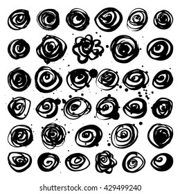Set of hand painted roses. Vector illustration.