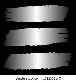 Set of Hand Painted Sliver Brush Strokes. Vector Grunge Brushes. Vector Frame For Text Modern Art Graphics For Hipsters. Dirty Artistic Creative Design Elements. Perfect For Logo, Banner, Icon.