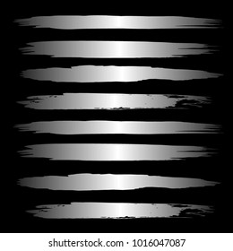 Set of Hand Painted Sliver Brush Strokes. Vector Grunge Brushes. Vector Frame For Text Modern Art Graphics For Hipsters. Dirty Artistic Creative Design Elements. Perfect For Logo, Banner, Icon.