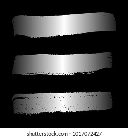 Set of Hand Painted Sliver Brush Strokes. Vector Grunge Brushes. Vector Frame For Text Modern Art Graphics For Hipsters. Dirty Artistic Creative Design Elements. Perfect For Logo, Banner, Icon.