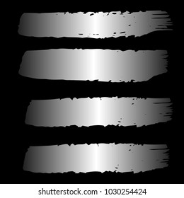 Set of Hand Painted Sliver Brush Strokes. Vector Grunge Brushes. Vector Frame For Text Modern Art Graphics For Hipsters. Dirty Artistic Creative Design Elements. Perfect For Logo, Banner, Icon.