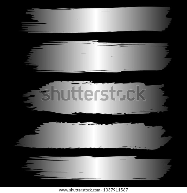 Set of Hand Painted Sliver Brush Strokes. Vector\
Grunge Brushes. Vector Frame For Text Modern Art Graphics For\
Hipsters. Dirty Artistic Creative Design Elements. Perfect For\
Logo, Banner, Icon.