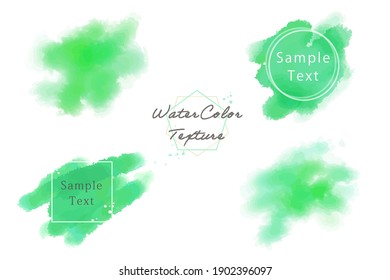 Eine Reihe handgemalter Flecken und Pinselstriche in grüner Aquarell