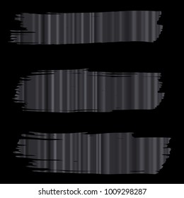 Set of Hand Painted Stripe Dark Sliver Brush Strokes. Vector Grunge Brushes. Vector Frame For Text Modern Art Graphics For Hipsters. Dirty Artistic Creative Design Elements. Perfect For Logo, Banner.