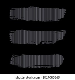 Set of Hand Painted Stripe Dark Sliver Brush Strokes. Vector Grunge Brushes. Vector Frame For Text Modern Art Graphics For Hipsters. Dirty Artistic Creative Design Elements. Perfect For Logo, Banner.