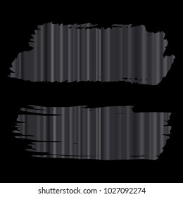 Set of Hand Painted Stripe Dark Sliver Brush Strokes. Vector Grunge Brushes. Vector Frame For Text Modern Art Graphics For Hipsters. Dirty Artistic Creative Design Elements. Perfect For Logo, Banner.