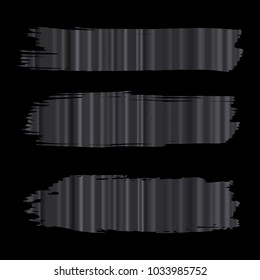 Set of Hand Painted Stripe Dark Sliver Brush Strokes. Vector Grunge Brushes. Vector Frame For Text Modern Art Graphics For Hipsters. Dirty Artistic Creative Design Elements. Perfect For Logo, Banner.