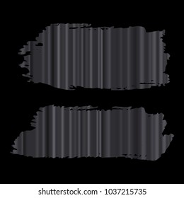 Set of Hand Painted Stripe Dark Sliver Brush Strokes. Vector Grunge Brushes. Vector Frame For Text Modern Art Graphics For Hipsters. Dirty Artistic Creative Design Elements. Perfect For Logo, Banner.