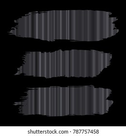 Set of Hand Painted Stripe Dark Sliver Brush Strokes. Vector Grunge Brushes. Vector Frame For Text Modern Art Graphics For Hipsters. Dirty Artistic Creative Design Elements. Perfect For Logo, Banner.