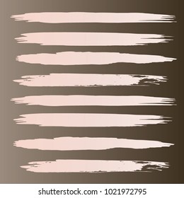 Set of Hand Painted Stripe Gray, White Brush Strokes. Vector Grunge Brushes. Vector Frame For Text Modern Art Graphics For Hipsters. Dirty Artistic Creative Design Elements. Perfect For Logo, Banner.