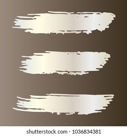 Set of Hand Painted Stripe Gray, White Brush Strokes. Vector Grunge Brushes. Vector Frame For Text Modern Art Graphics For Hipsters. Dirty Artistic Creative Design Elements. Perfect For Logo, Banner.