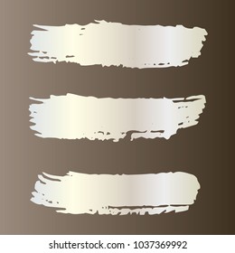 Set of Hand Painted Stripe Gray, White Brush Strokes. Vector Grunge Brushes. Vector Frame For Text Modern Art Graphics For Hipsters. Dirty Artistic Creative Design Elements. Perfect For Logo, Banner.