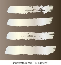Set of Hand Painted Stripe Gray, White Brush Strokes. Vector Grunge Brushes. Vector Frame For Text Modern Art Graphics For Hipsters. Dirty Artistic Creative Design Elements. Perfect For Logo, Banner.
