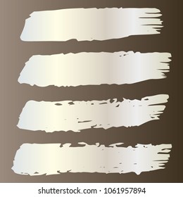Set of Hand Painted Stripe Gray, White Brush Strokes. Vector Grunge Brushes. Vector Frame For Text Modern Art Graphics For Hipsters. Dirty Artistic Creative Design Elements. Perfect For Logo, Banner.