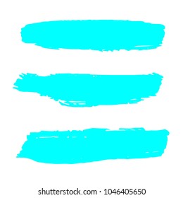 Set of Hand Painted Turquoise Brush Strokes. Vector Grunge Brushes. Color Vector Frame For Text Modern Art Graphics For Hipsters.  Dirty Artistic Creative Design Elements. Perfect For Logo, Banner.