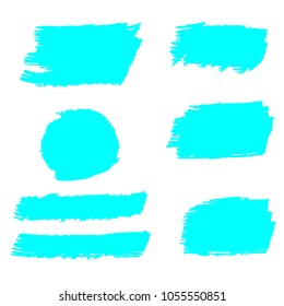 Set of Hand Painted Turquoise Brush Strokes. Vector Grunge Brushes. Color Vector Frame For Text Modern Art Graphics For Hipsters.  Dirty Artistic Creative Design Elements. Perfect For Logo, Banner.
