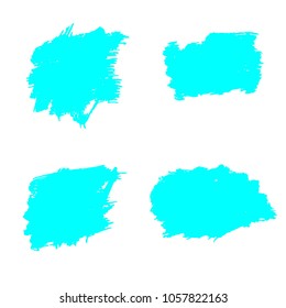 Set of Hand Painted Turquoise Brush Strokes. Vector Grunge Brushes. Color Vector Frame For Text Modern Art Graphics For Hipsters.  Dirty Artistic Creative Design Elements. Perfect For Logo, Banner.