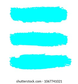 Set of Hand Painted Turquoise Brush Strokes. Vector Grunge Brushes. Color Vector Frame For Text Modern Art Graphics For Hipsters.  Dirty Artistic Creative Design Elements. Perfect For Logo, Banner.