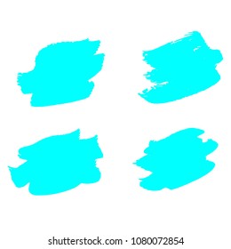 Set of Hand Painted Turquoise Brush Strokes. Vector Grunge Brushes. Color Vector Frame For Text Modern Art Graphics For Hipsters.  Dirty Artistic Creative Design Elements. Perfect For Logo, Banner.