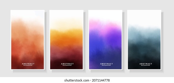 Set of hand painted watercolor abstract background.