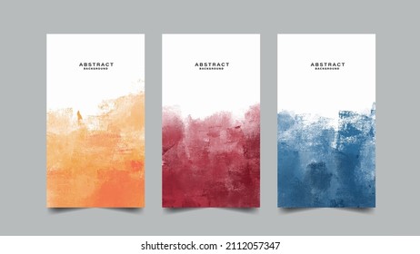 Set of hand painted watercolor abstract background.