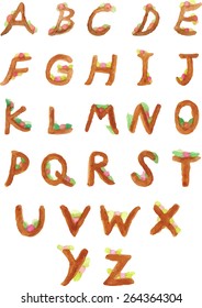 Set of Hand Painted Watercolor Alphabet Letters with Flowers