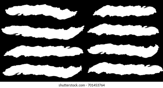 Set of Hand Painted white Brush Strokes.Vector Grunge Brushes. Dirty Artistic Design Elements. Creative Design Elements. Perfect For Logo, Banner, Icon.