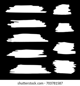 Set of Hand Painted White Brush Strokes.Vector Grunge Brushes. Dirty Artistic Design Elements. Creative Design Elements.