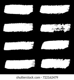 Set of Hand Painted White Brush Strokes.Vector Grunge Brushes. Dirty Artistic Design Elements. Creative Design Elements. Perfect For Logo, Icon, Banner.