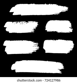 Set of Hand Painted White Brush Strokes. Vector Grunge Brushes. Dirty Artistic Design Elements. Creative Design Elements. Perfect For Logo, Icon, Banner.